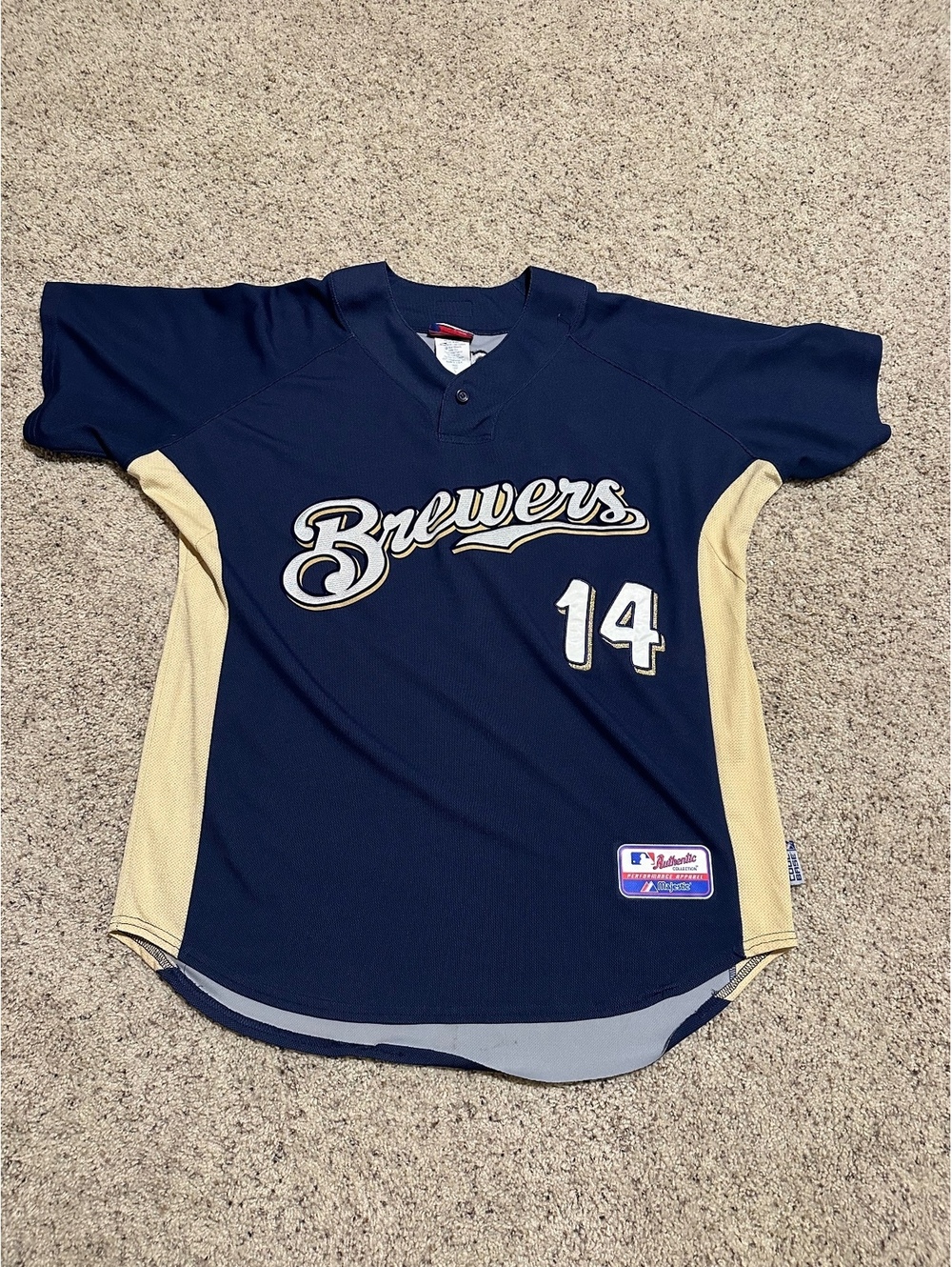 Majestic Milwaukee Brewers McGehee #14 Baseball Jersey Size L